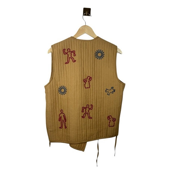 Zara Blogger Favorite Women’s Oversized Quilted Embroidered Wrap Vest Brown L - Picture 13 of 15